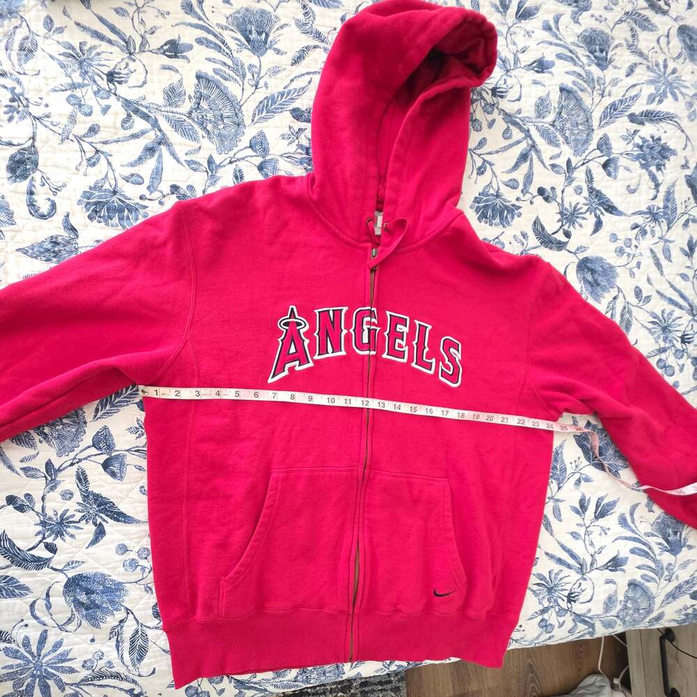 Vintage Y2K Nike Team Los Angeles Angels Full Zip Hoodie Red Men's L - Picture 5 of 9
